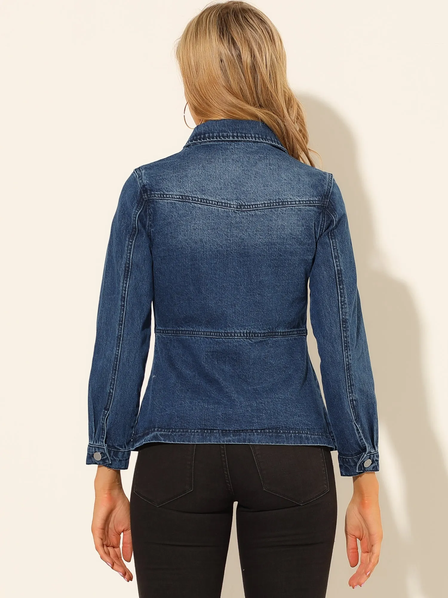 Vintage Long Sleeve Washed Button Down Denim Jacket sold by Allegra K product image thumbnail 5
