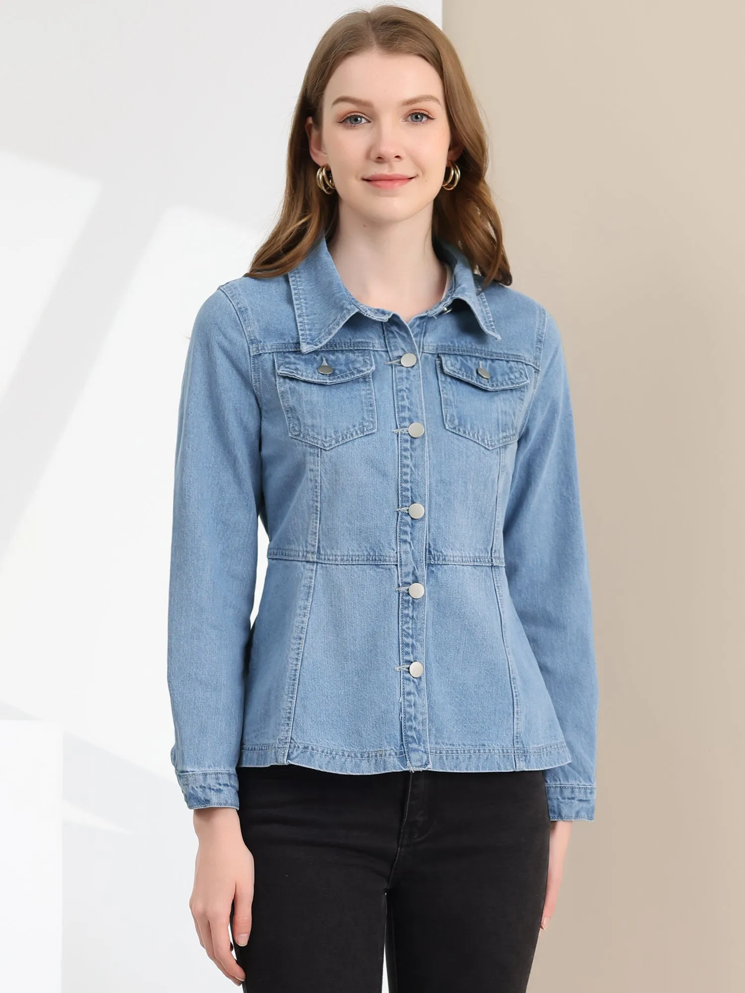 Vintage Long Sleeve Washed Button Down Denim Jacket sold by Allegra K product image thumbnail 3