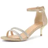 Glitter Stiletto Kitten Heel Buckle Closure Sandals sold by Allegra K