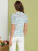 Ruffle Stand Collar Short Sleeve Ditsy Floral Blouse Top sold by Allegra K