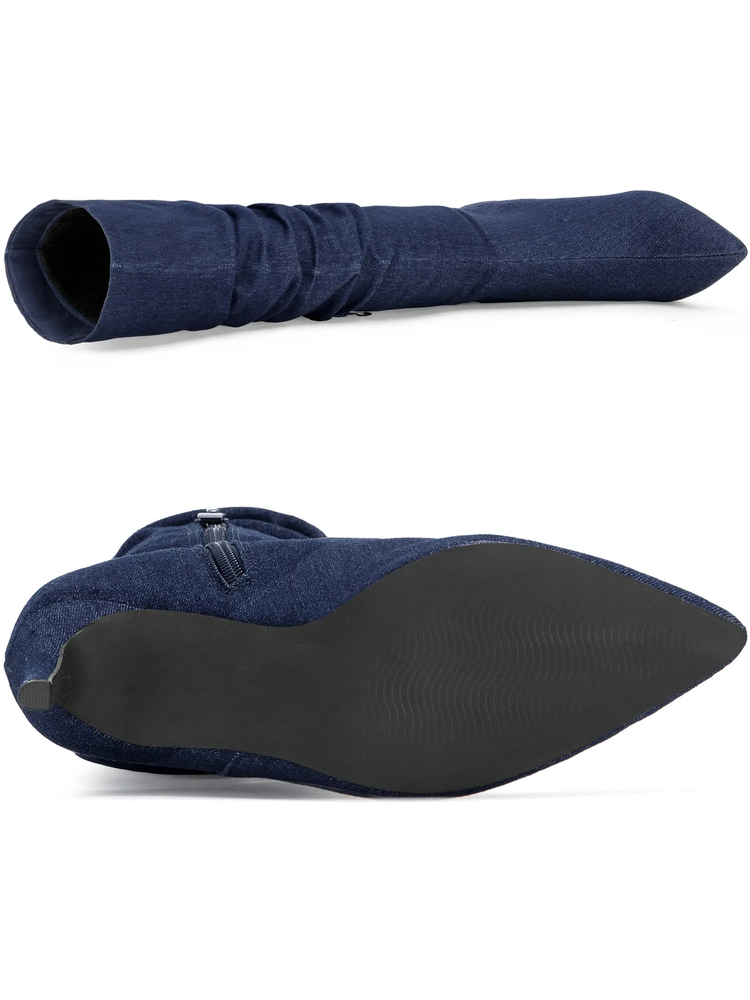 Women's Pointed Toe Slouched Stiletto Heels Knee High Boots sold by Allegra K product image thumbnail 4