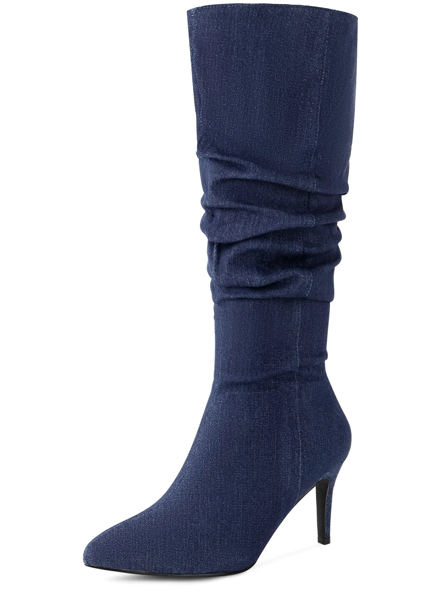 Women's Pointed Toe Slouched Stiletto Heels Knee High Boots sold by Allegra K