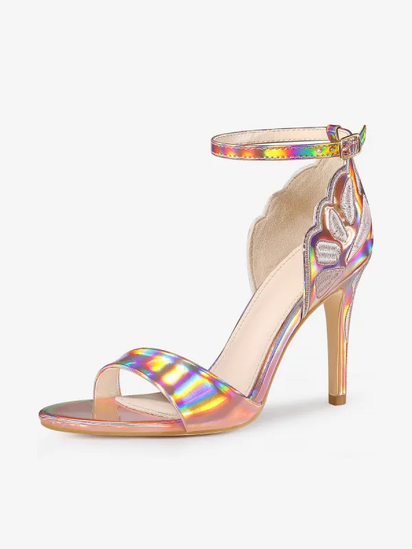 Women's Embroidered Leather Ankle Strap Stiletto Heel Sandals sold by Allegra K