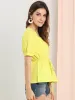Square Neck Top Short Sleeve Tie Banded Cinched Waist Blouse sold by Allegra K