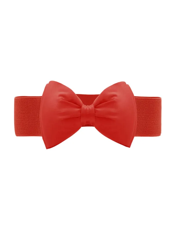 Women Elastic Belt Wide Stretchy Cute Bowknot Wedding made by Allegra K