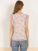 Ruffle Tops Casual V Neck Cap Sleeve Floral Blouse sold by Allegra K