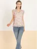 Ruffle Tops Casual V Neck Cap Sleeve Floral Blouse sold by Allegra K