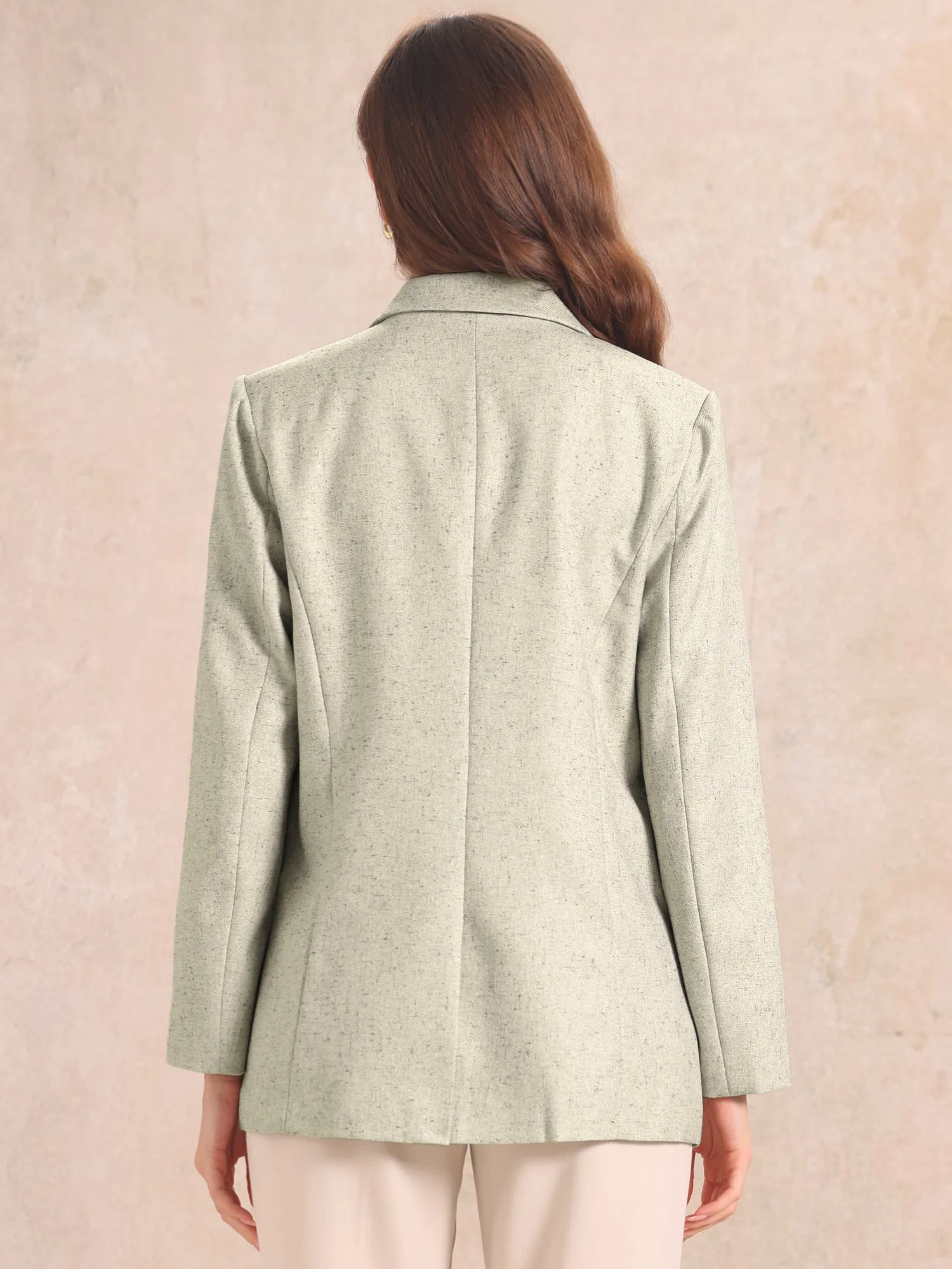 Lapel Collar Double Breasted Long Sleeve Work Office Blazer sold by Allegra K product image thumbnail 3