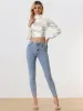 Satin Lantern Long Sleeve Elegant Mock Neck Crop Top Blouse sold by Allegra K