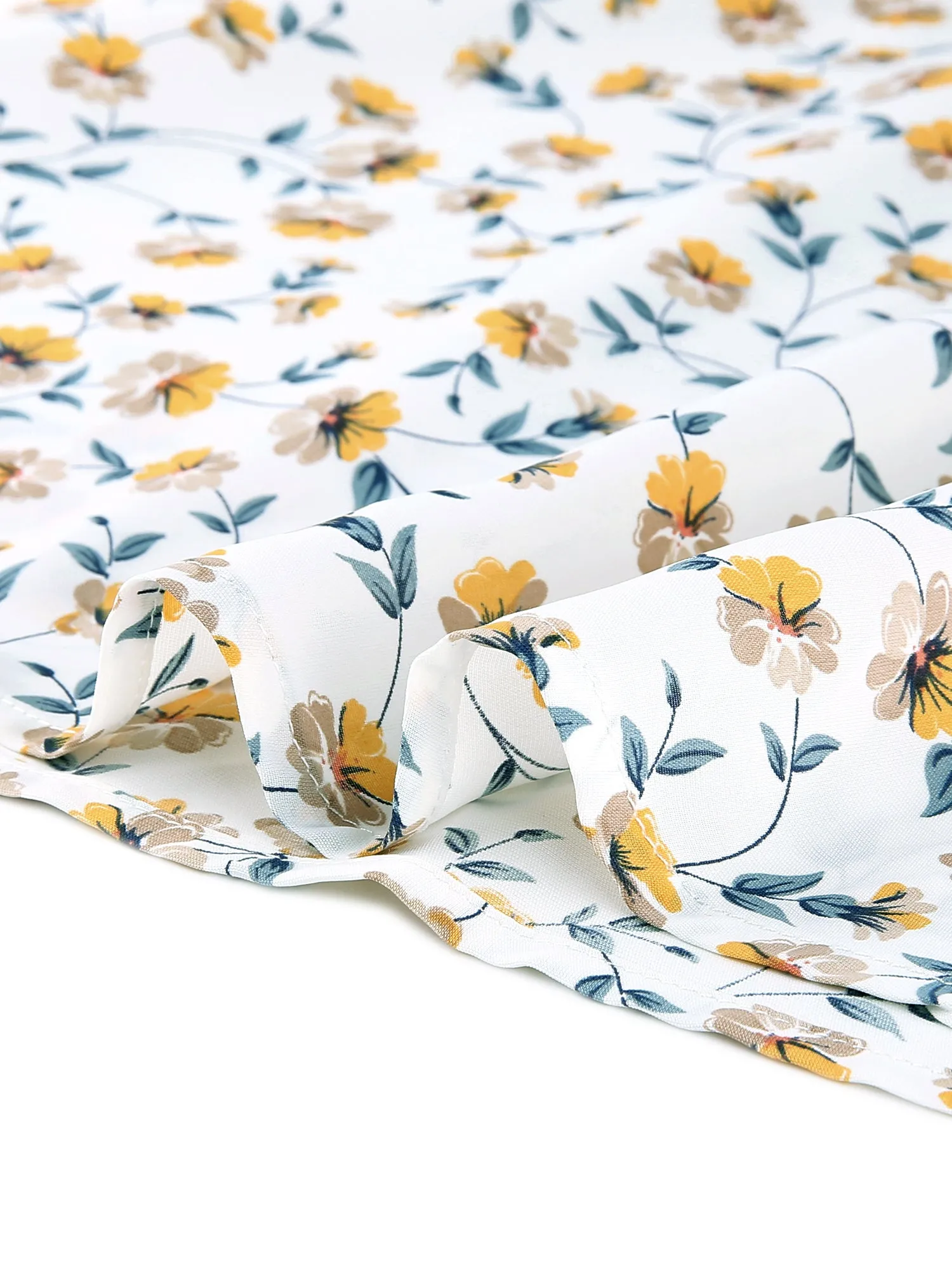 Floral Print Ruffle V Neck Buttoned Short Sleeve Summer Dress sold by Allegra K product image thumbnail 5