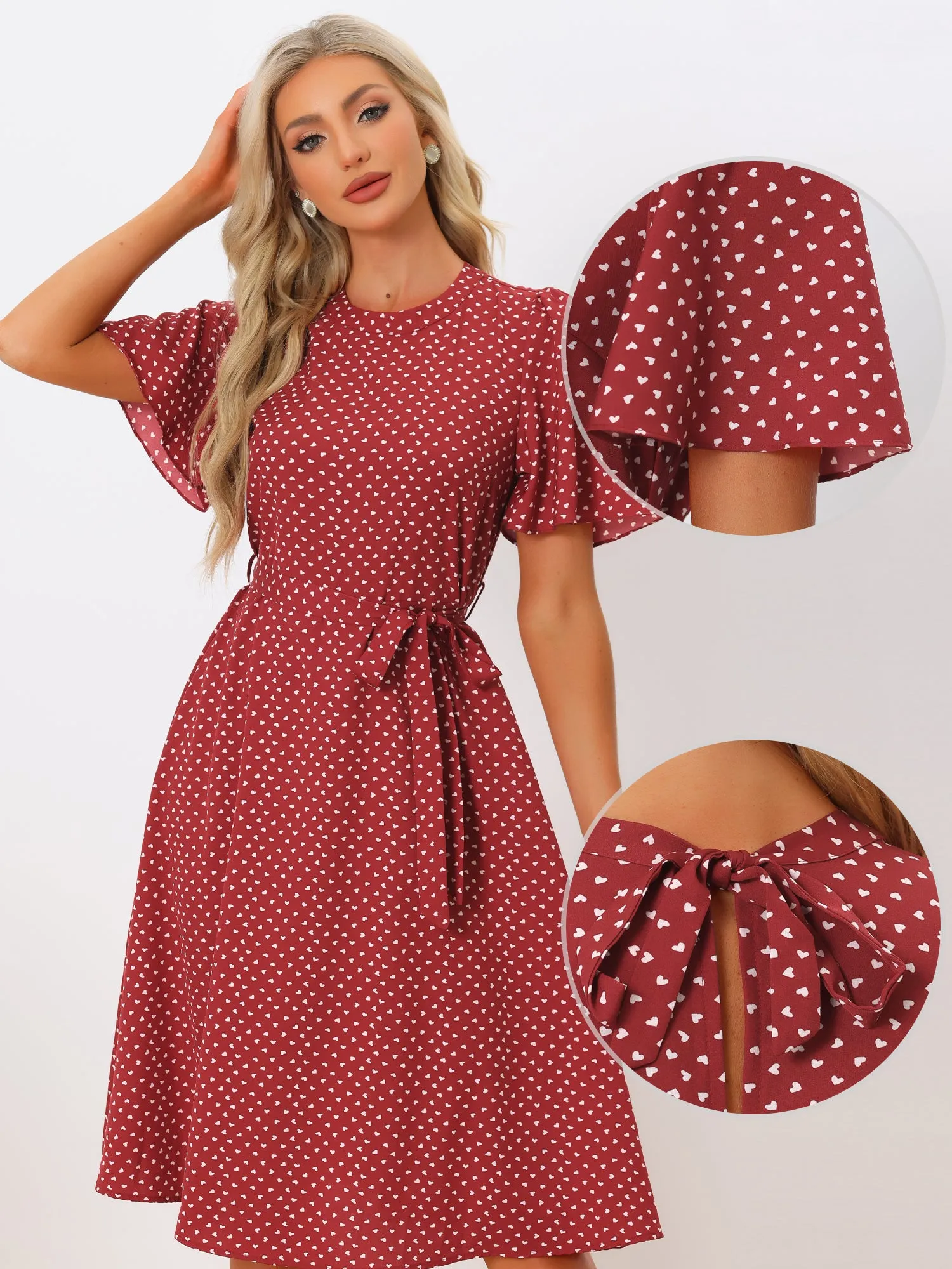 Summer Dress Boho Ruffle Short Sleeve Print Midi Dress sold by Allegra K product image thumbnail 2