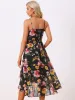 Floral Spaghetti Strap Sleeveless V Neck Ruffle Hem Midi Dress sold by Allegra K