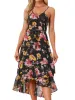 Floral Spaghetti Strap Sleeveless V Neck Ruffle Hem Midi Dress sold by Allegra K