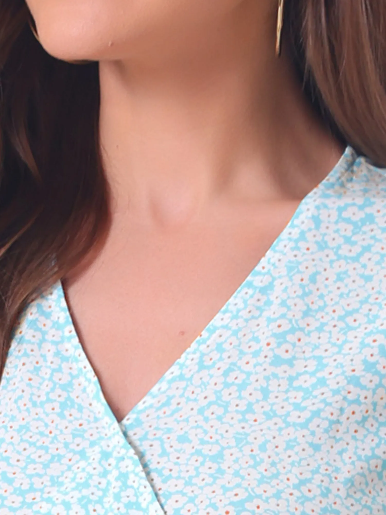 V Neck Belted Ruffles Midi Sundress Sleeveless Floral Wrap Dress sold by Allegra K product image thumbnail 5