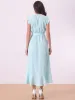 V Neck Belted Ruffles Midi Sundress Sleeveless Floral Wrap Dress sold by Allegra K