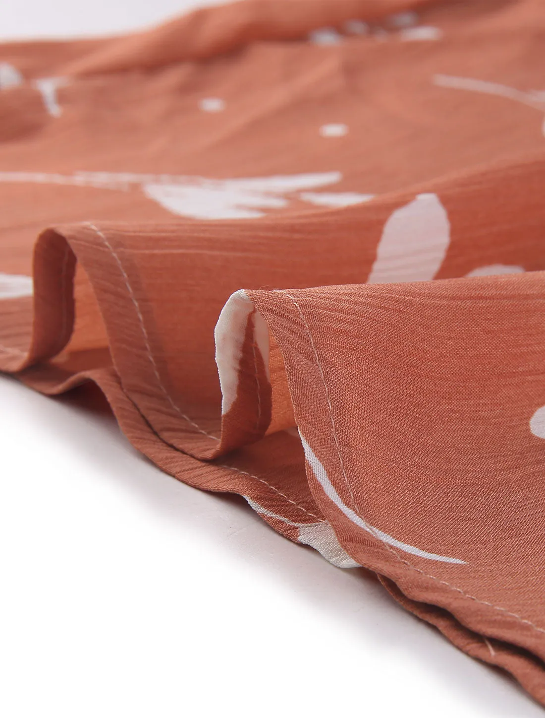 Floral Tie Neck Ruffle Short Sleeve Peasant Blouse Top sold by Allegra K product image thumbnail 5