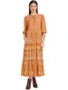 Boho Floral 3/4 Sleeves Button Down Maxi Tiered Dress sold by Allegra K
