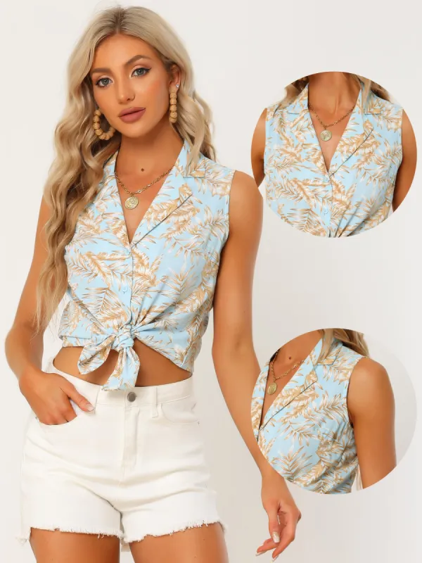 Hawaiian Shirt Button Down Tropical Floral Summer Tops sold by Allegra K