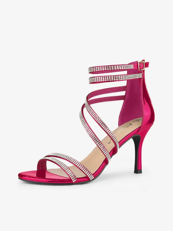 Ankle Strap Rhinestone Stiletto Heel Sandals sold by Allegra K