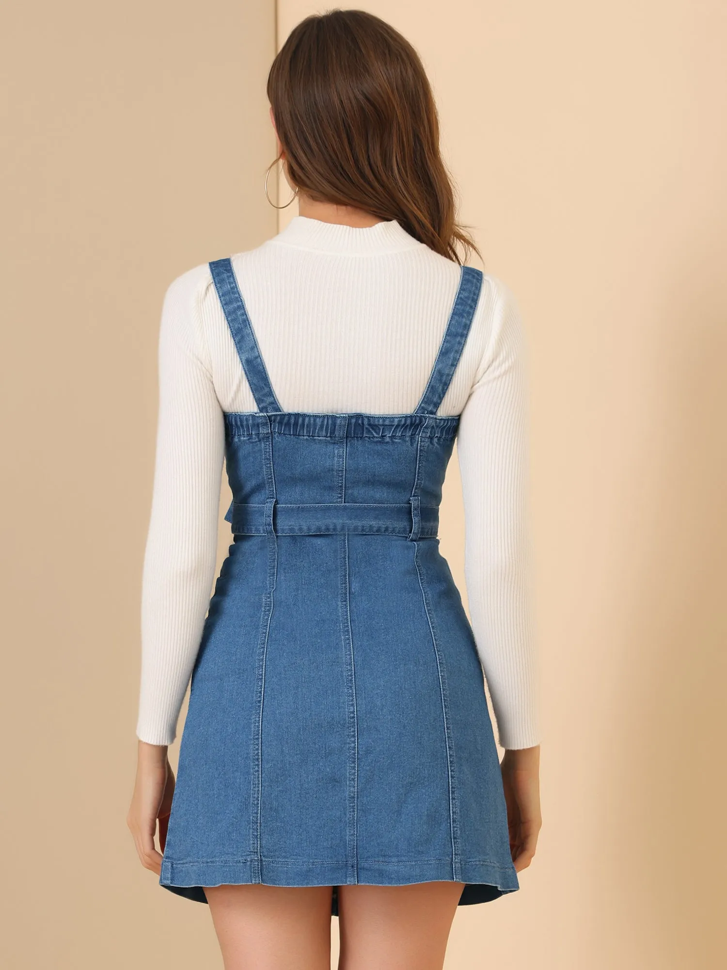 Classic Adjustable Strap A-Line Denim Overall Dress sold by Allegra K product image thumbnail 5