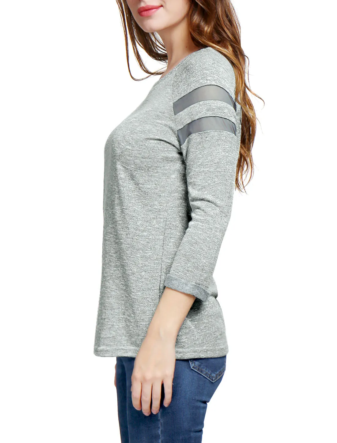 Mesh Panel Raglan Sleeve Scoop Neck T-Shirt sold by Allegra K product image thumbnail 3