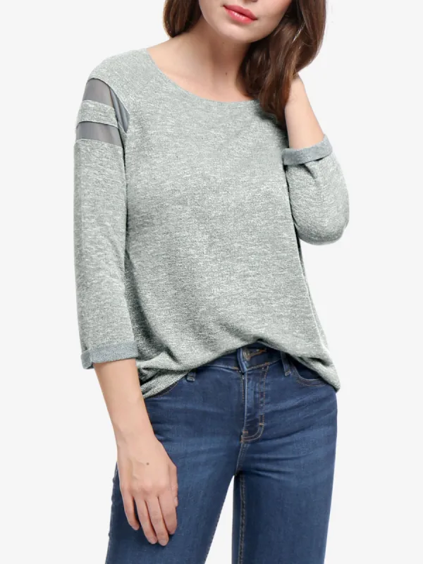 Mesh Panel Raglan Sleeve Scoop Neck T-Shirt sold by Allegra K