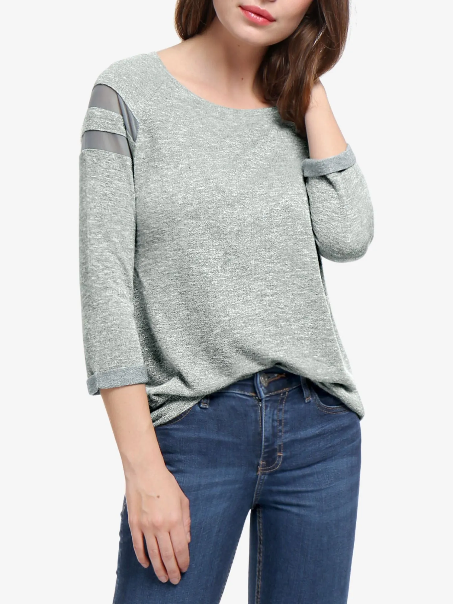 Mesh Panel Raglan Sleeve Scoop Neck T-Shirt sold by Allegra K