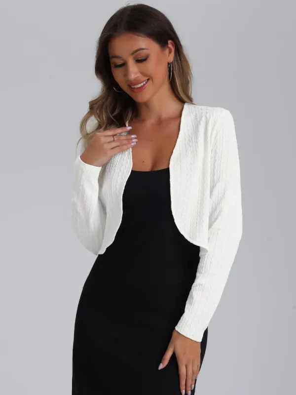 Open Front Long Sleeve Lightweight Solid Knit Cardigan Bolero Shrugs sold by Allegra K