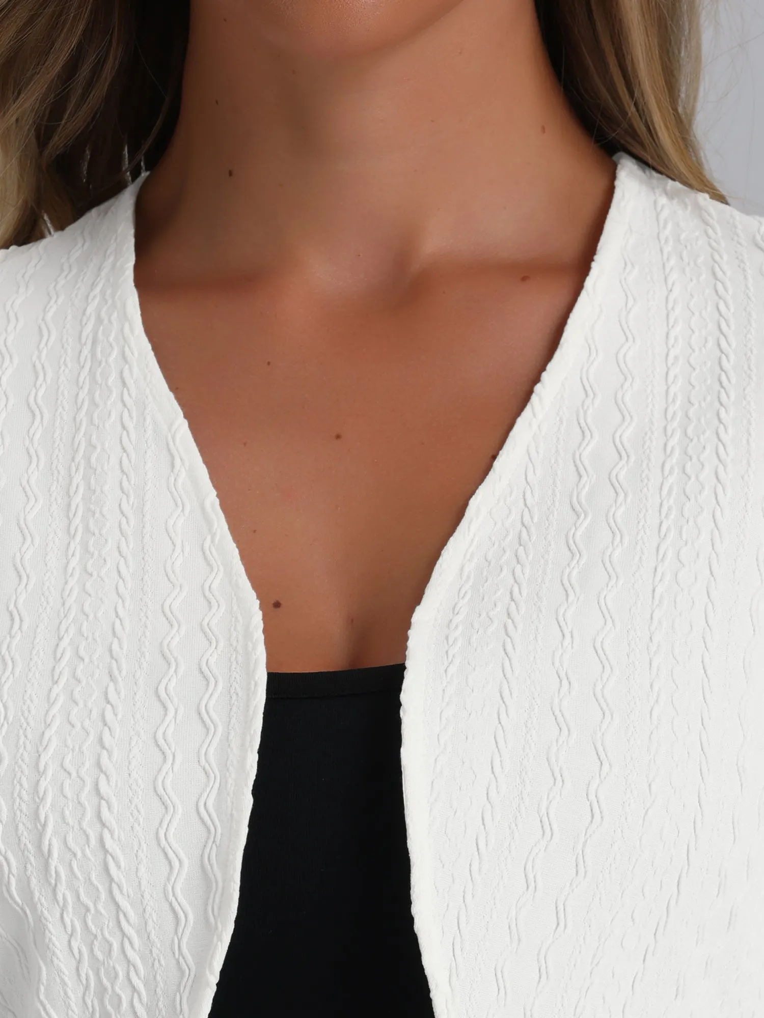 Open Front Long Sleeve Lightweight Solid Knit Cardigan Bolero Shrugs sold by Allegra K product image thumbnail 4