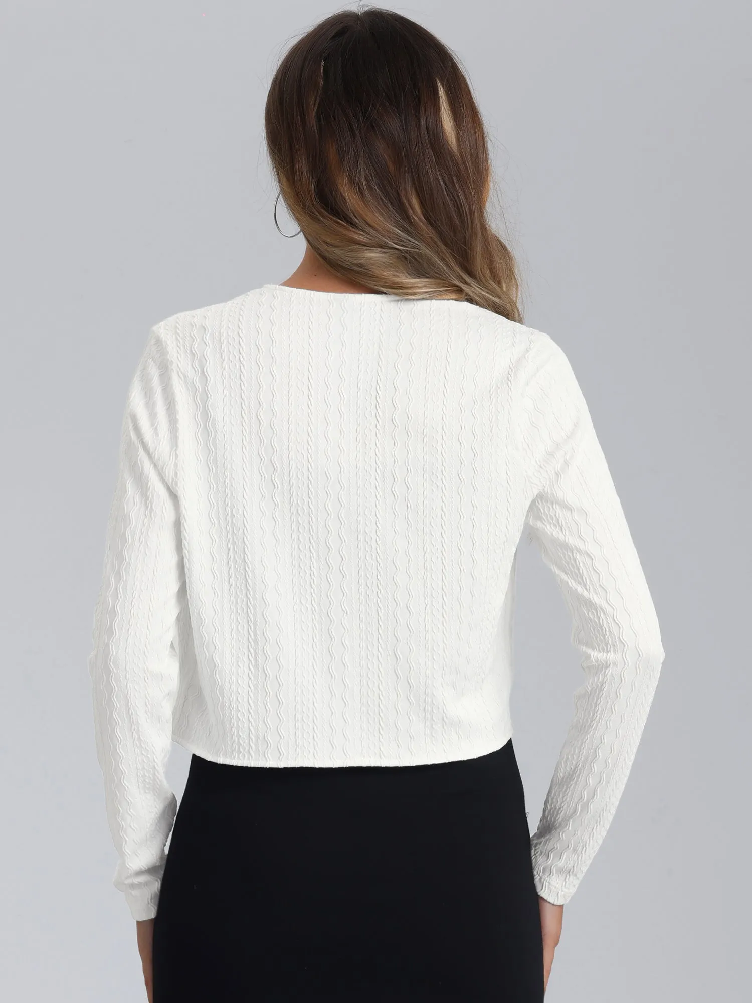 Open Front Long Sleeve Lightweight Solid Knit Cardigan Bolero Shrugs sold by Allegra K product image thumbnail 3