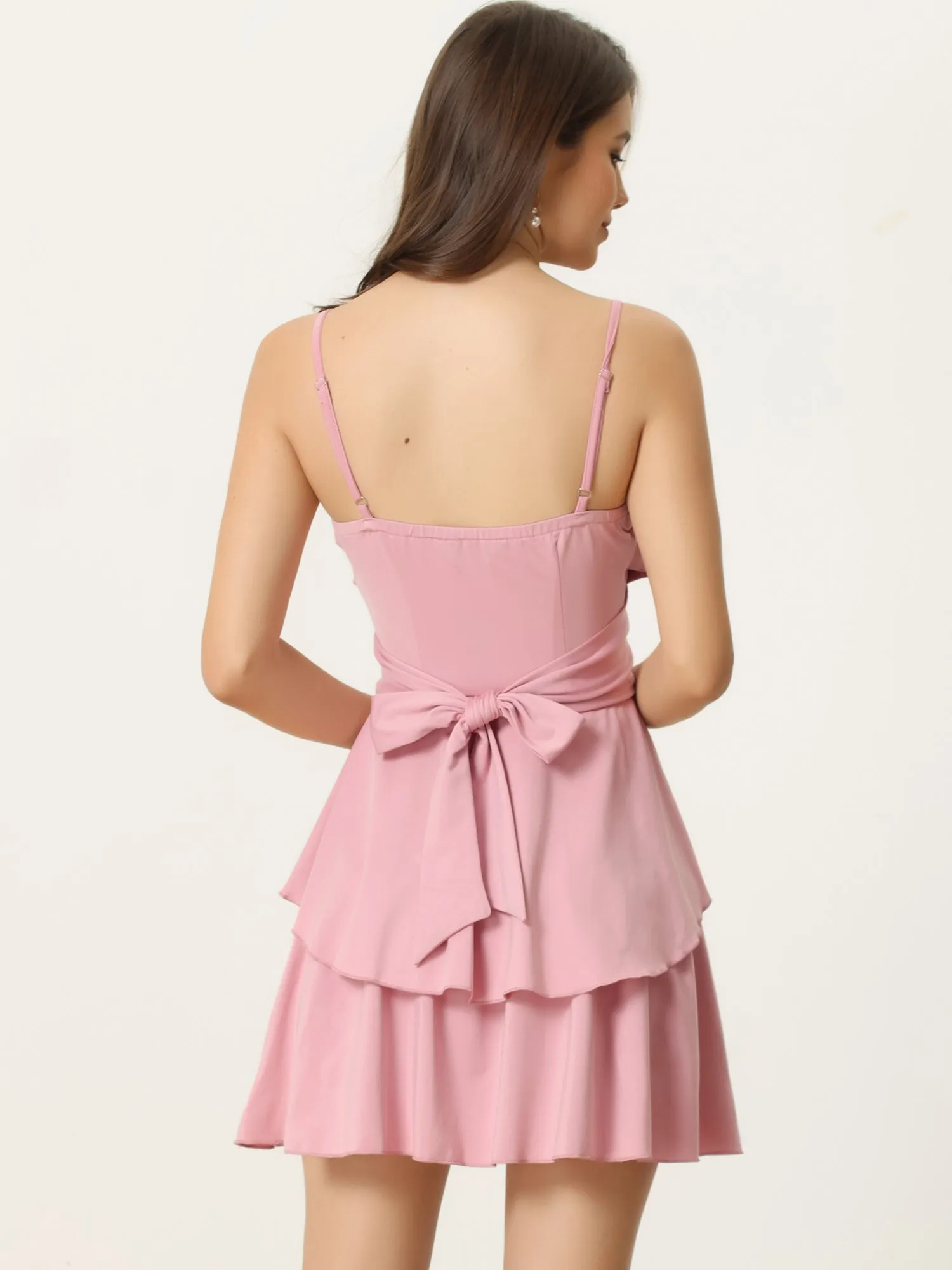 Spaghetti Strap Crisscross Ruffle Tiered Layered Dress sold by Allegra K product image thumbnail 3