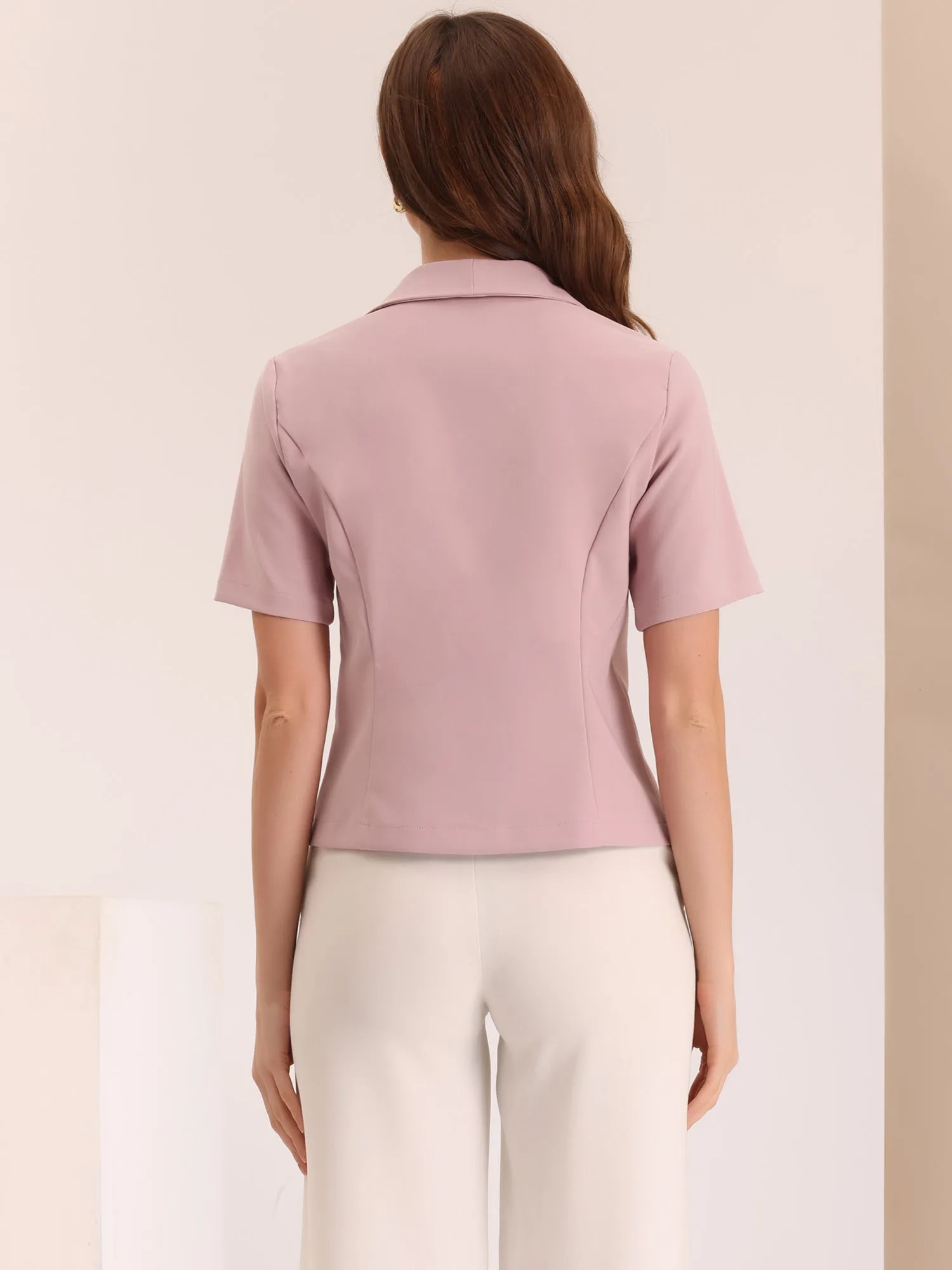 Casual Shawl Collar Open Front Cardigan Short Sleeve Work Blazer sold by Allegra K product image thumbnail 2