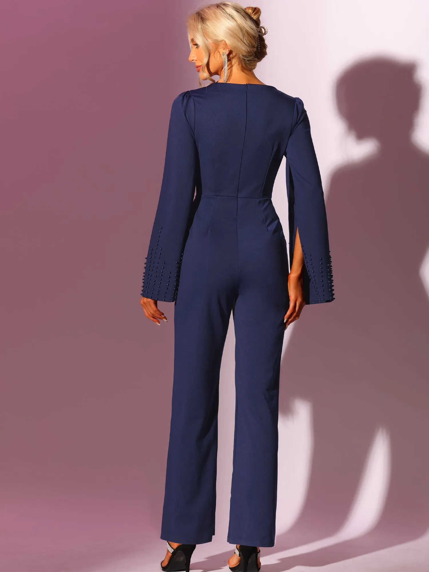 High Waist Square Neck Wide Leg Long Pant Jumpsuits sold by Allegra K product image thumbnail 3