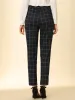Vintage Tartan Plaid Pants Elastic Waist Straight Long Trousers sold by Allegra K