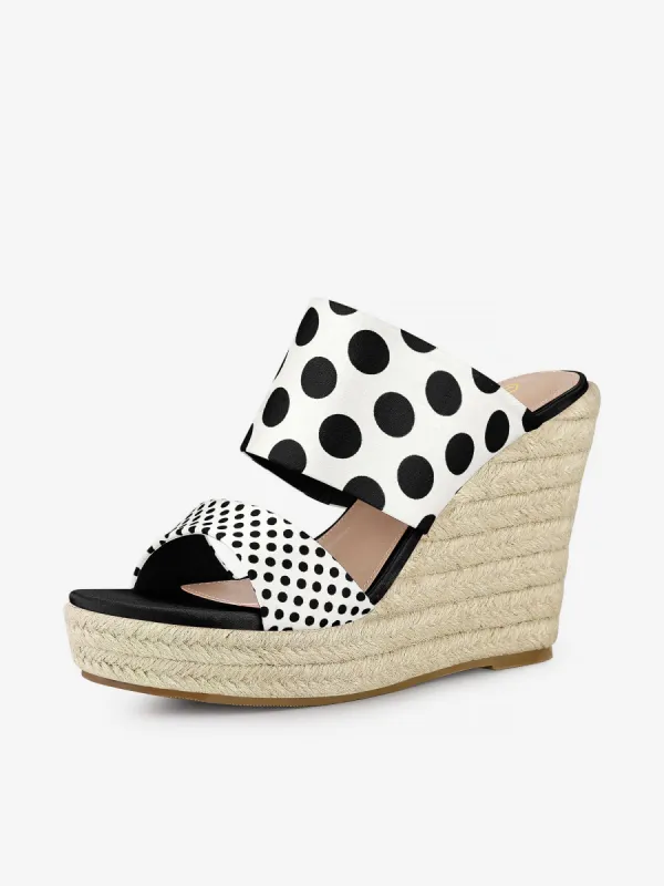 Platform Polka Dots Heel Espadrille Wedge Sandals sold by Allegra K
