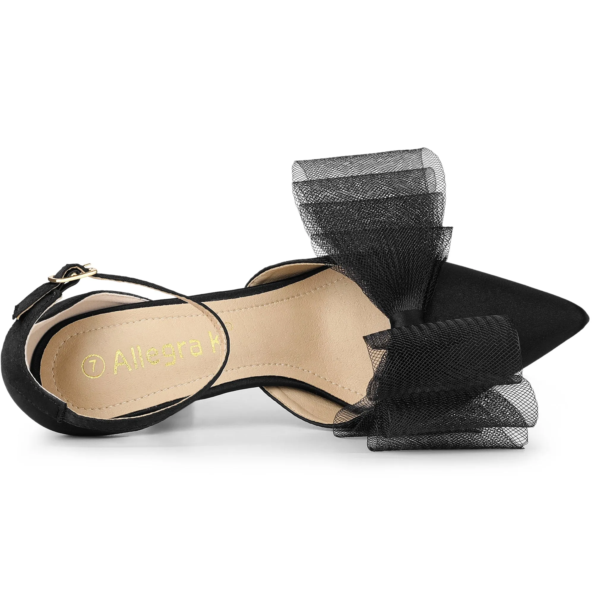 Bow Tie Pointed Toe Ankle Strap Stiletto High Heel Pumps sold by Allegra K product image thumbnail 5