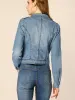 Biker Notched Lapel Asymmetric Zip Moto Denim Jackets sold by Allegra K