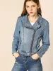 Biker Notched Lapel Asymmetric Zip Moto Denim Jackets sold by Allegra K