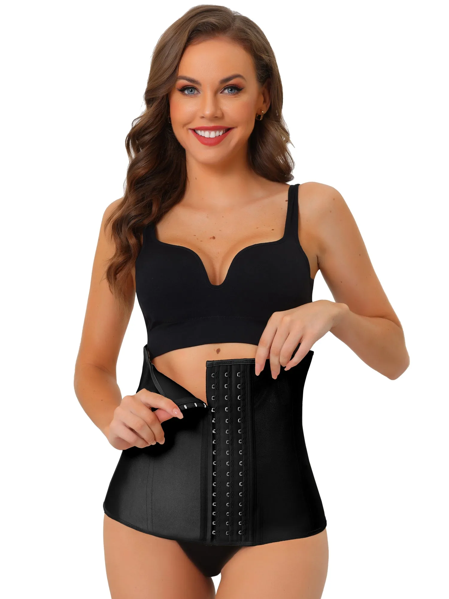 Women's 3 Hooks Waist Cincher Corset Tummy Control Sport Body Shaper sold by Allegra K product image thumbnail 5