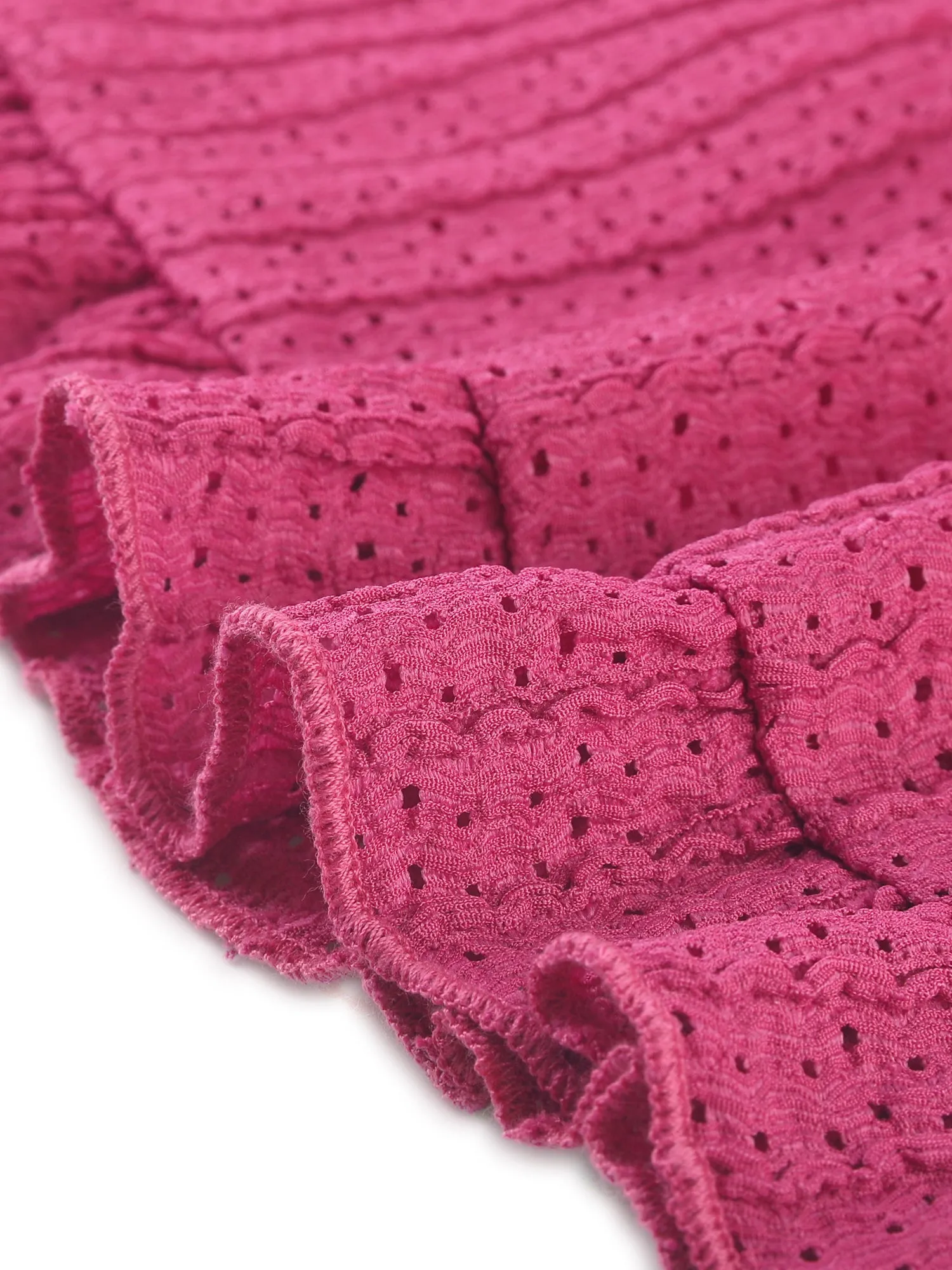 Lace-Up Tie Front Bell Sleeve Textured Ruffled A-Line Cut-Out Midi Dress sold by Allegra K product image thumbnail 4