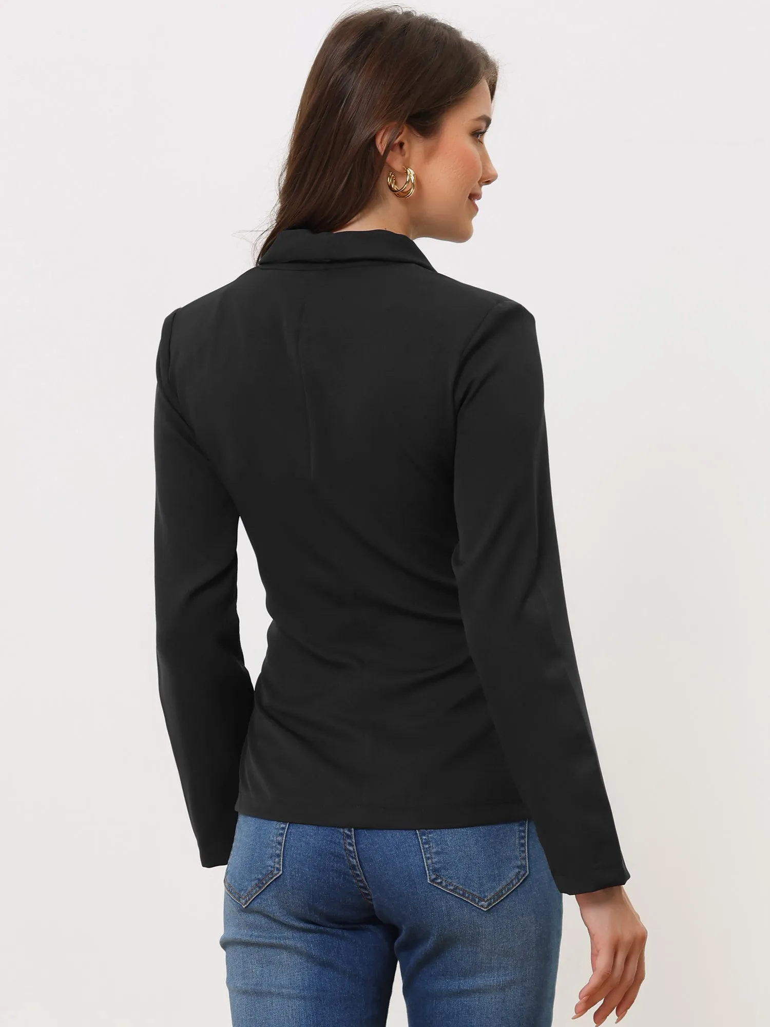 Elegant Self Tie Knot Collared Dressy Long Sleeve Blazer Top sold by Allegra K product image thumbnail 3