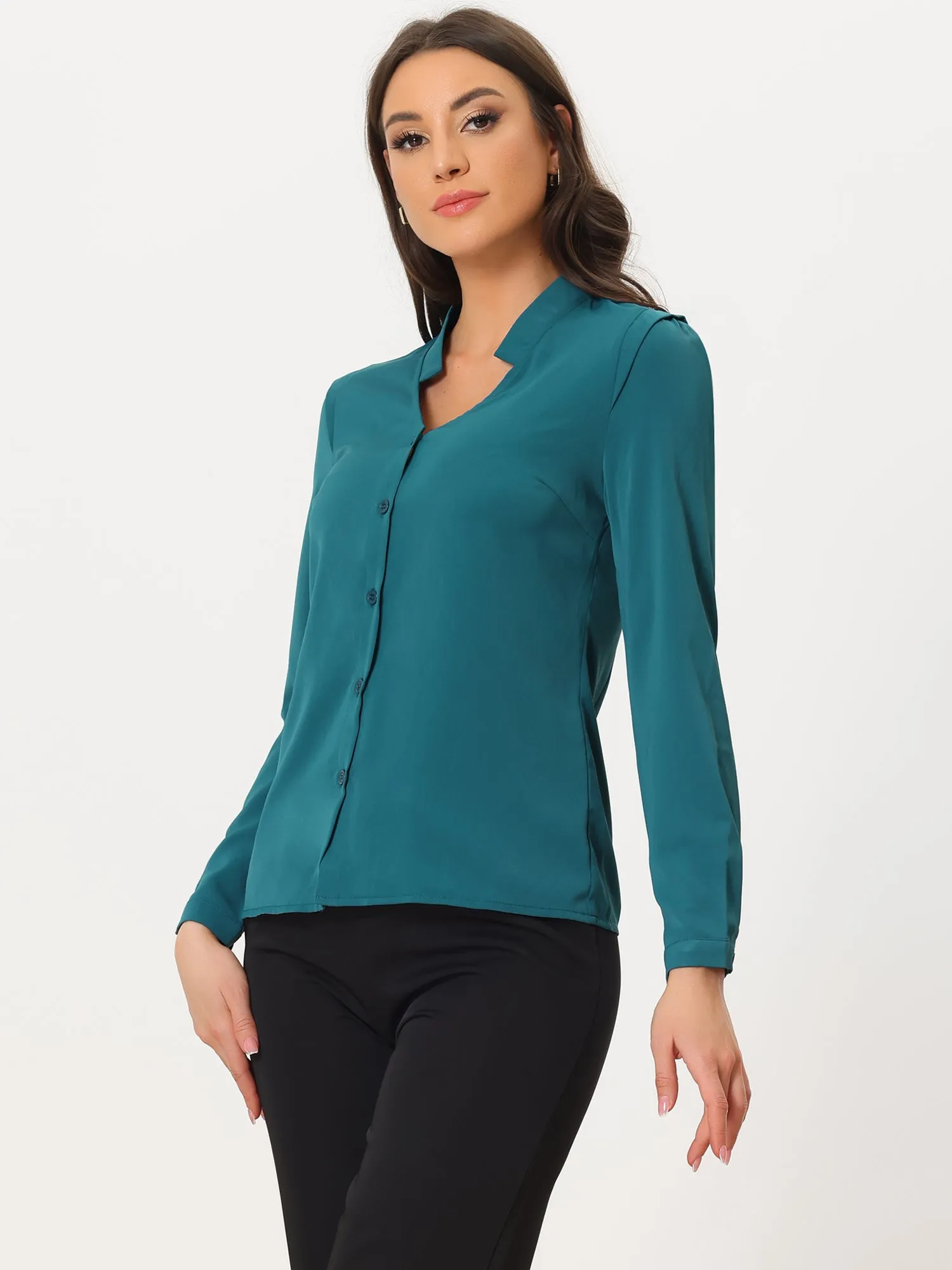 Work Office Button Up Long Sleeve Chiffon Shirt sold by Allegra K product image thumbnail 2
