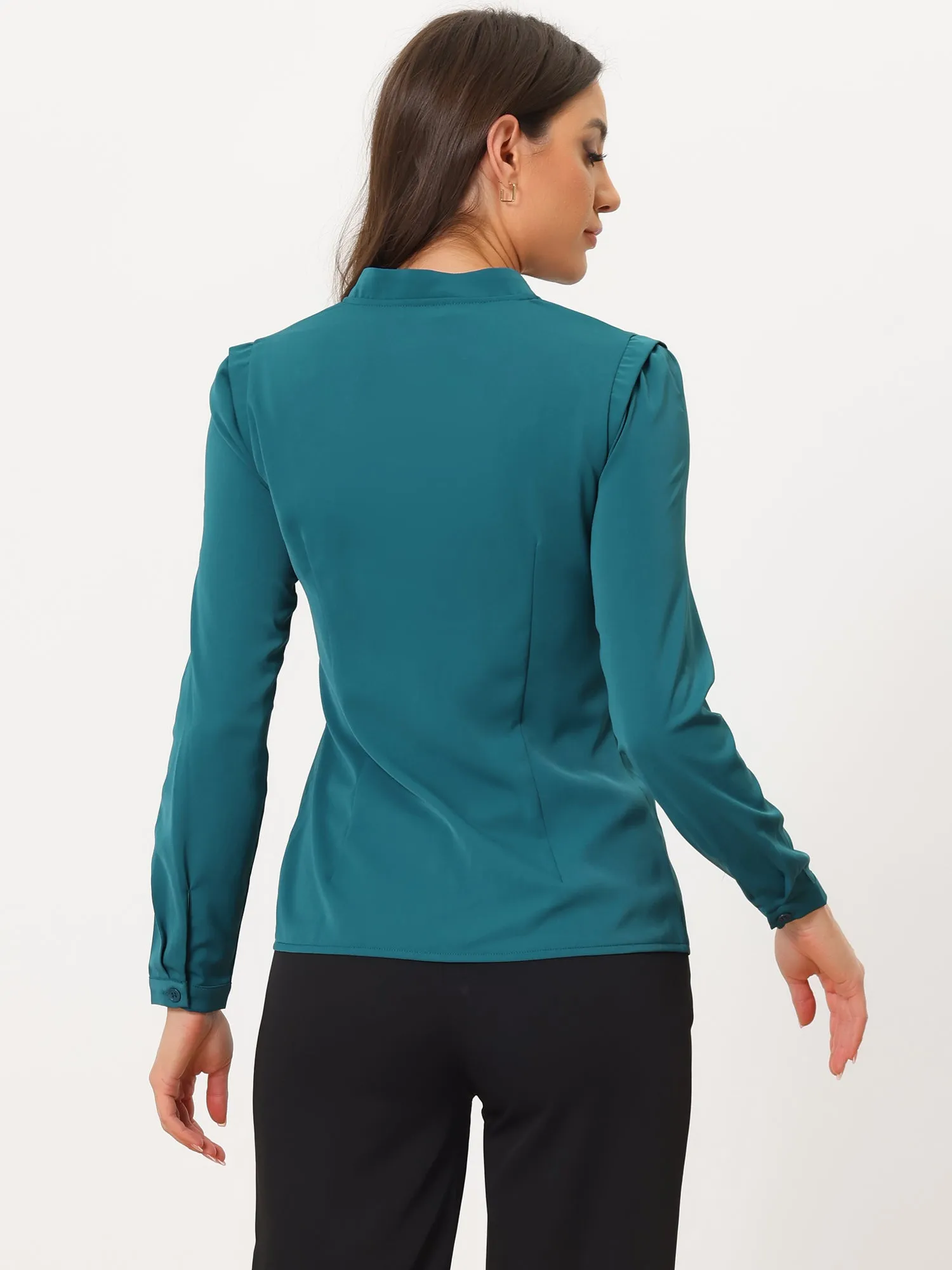 Work Office Button Up Long Sleeve Chiffon Shirt sold by Allegra K product image thumbnail 3