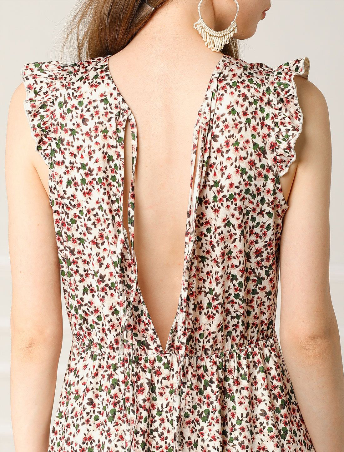 Floral Ruffle V Neck Sleeveless Tie Back Summer Dress sold by Allegra K product image thumbnail 3
