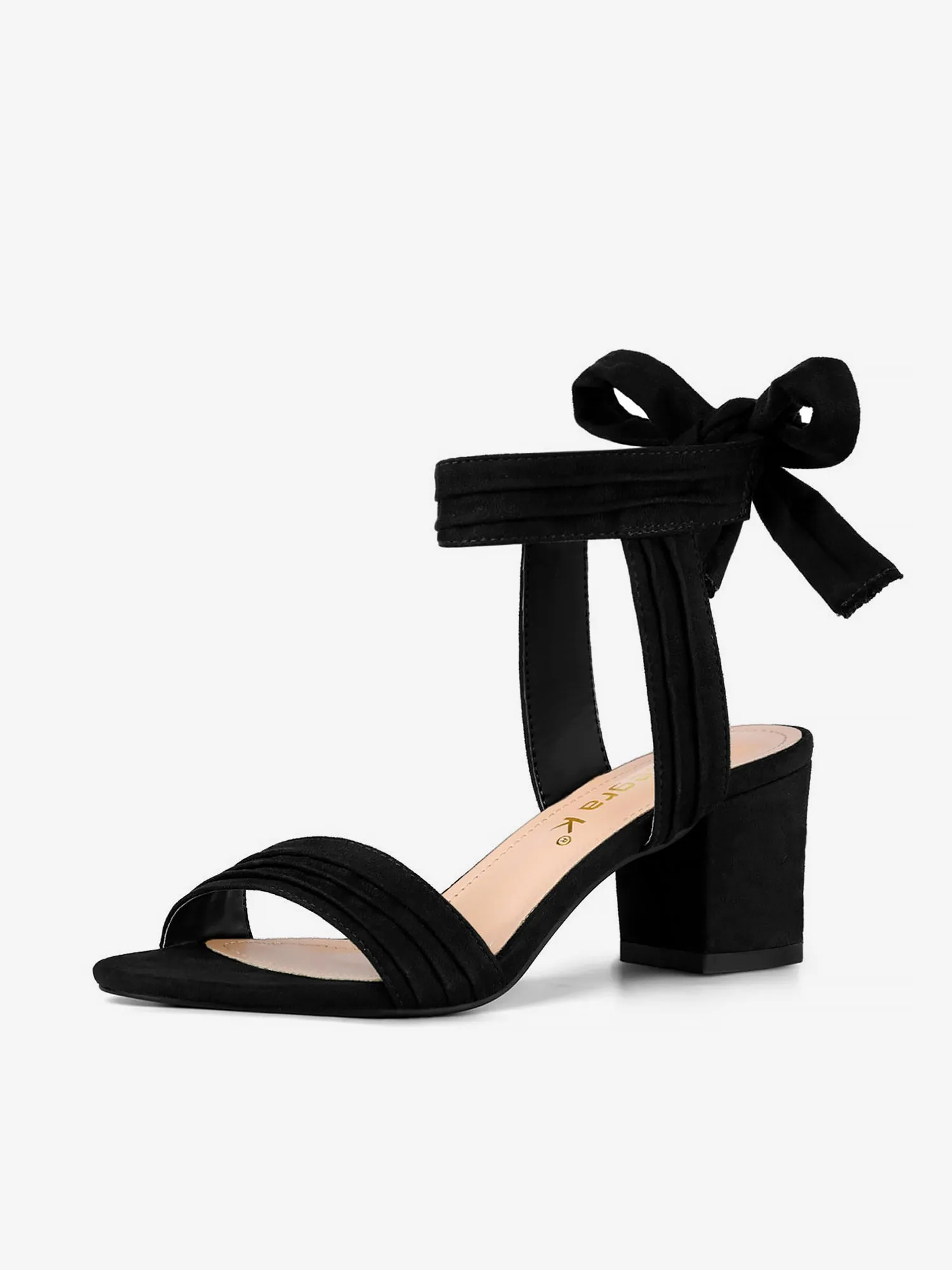 Open Toe Ankle Tie Back Block Heel Sandals sold by Allegra K
