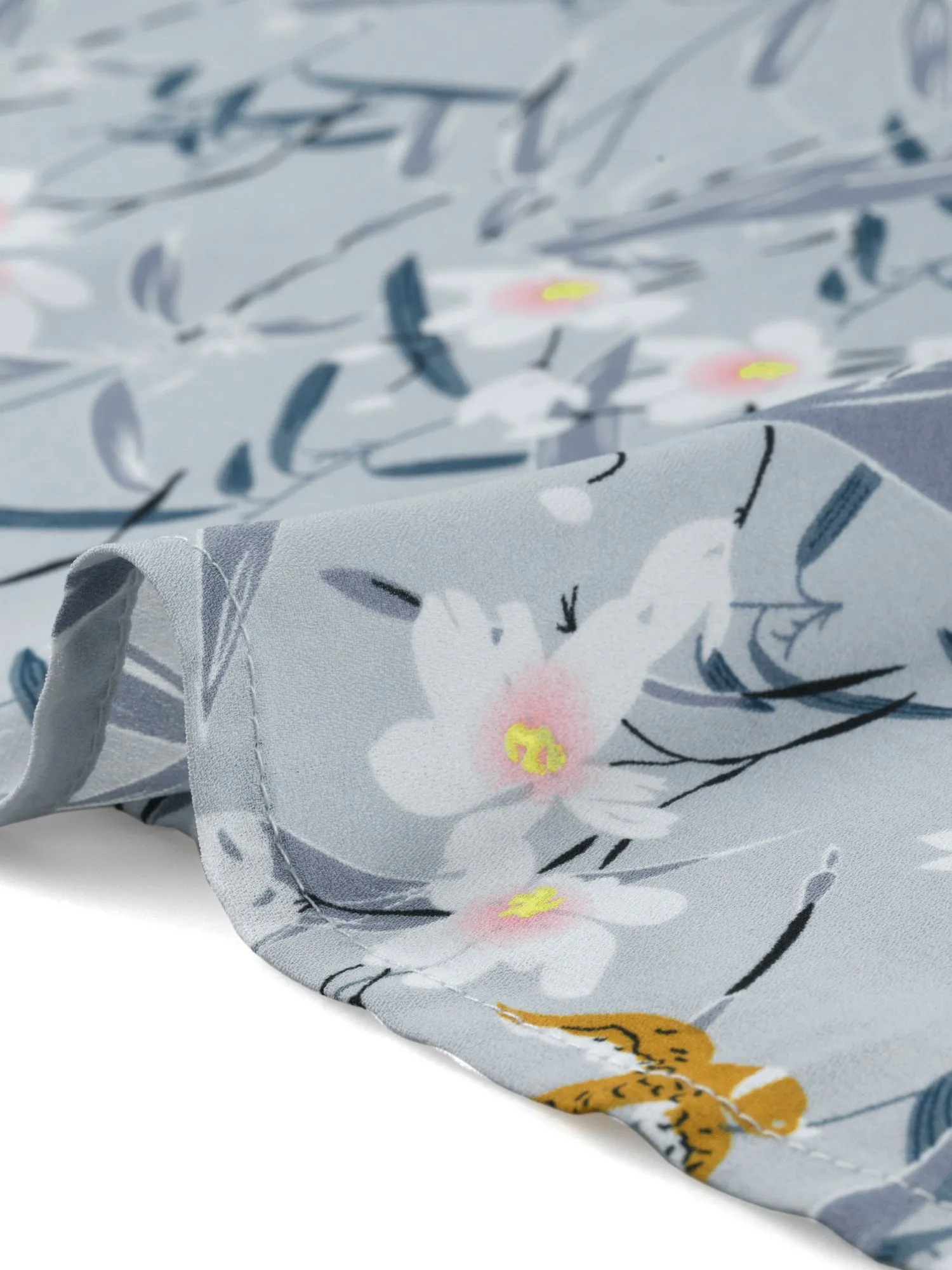 Summer Floral Sleeveless Ruffle Trim Keyhole Tie Neck Blouse sold by Allegra K product image thumbnail 4