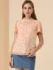 Floral Keyhole Back Ruffle Neck Chiffon Blouse Tops sold by Allegra K
