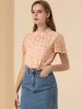 Floral Keyhole Back Ruffle Neck Chiffon Blouse Tops sold by Allegra K