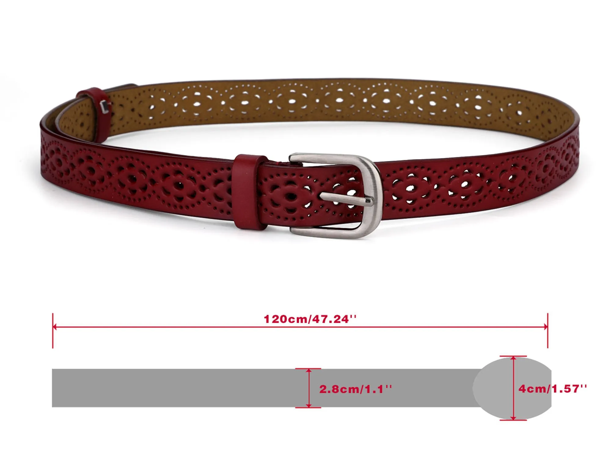 Unisex Retro Floral Hollow Belts Pin Buckle Faux Leather Belts for Jeans Pants sold by Allegra K product image thumbnail 3