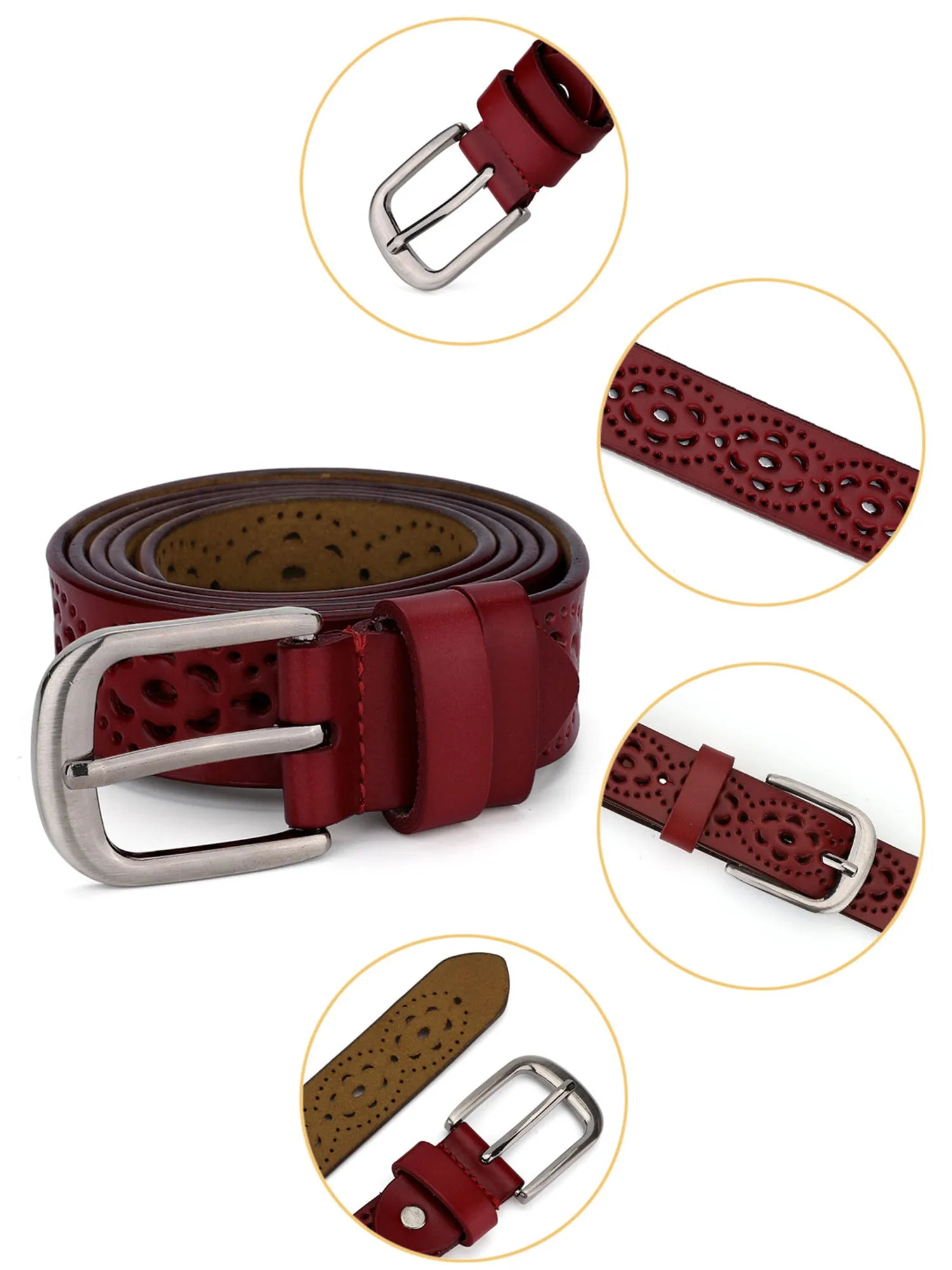 Unisex Retro Floral Hollow Belts Pin Buckle Faux Leather Belts for Jeans Pants sold by Allegra K product image thumbnail 2